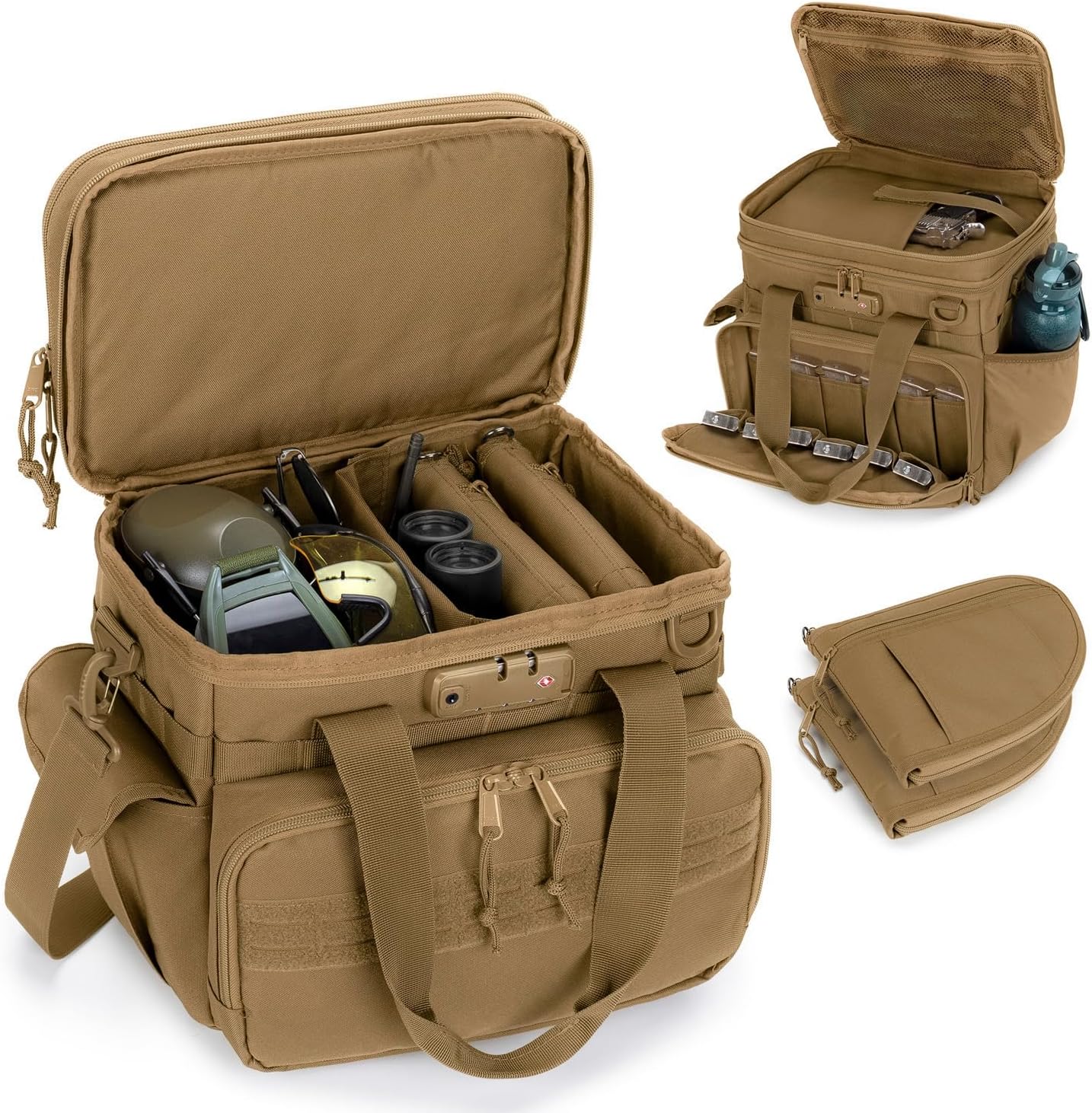 Tactical Gun Range Bag with 3 Pistols Capacity and TSA Lock