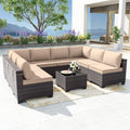 Kurapika 9 Pieces Patio Furniture Set - Modular Rattan Conversation