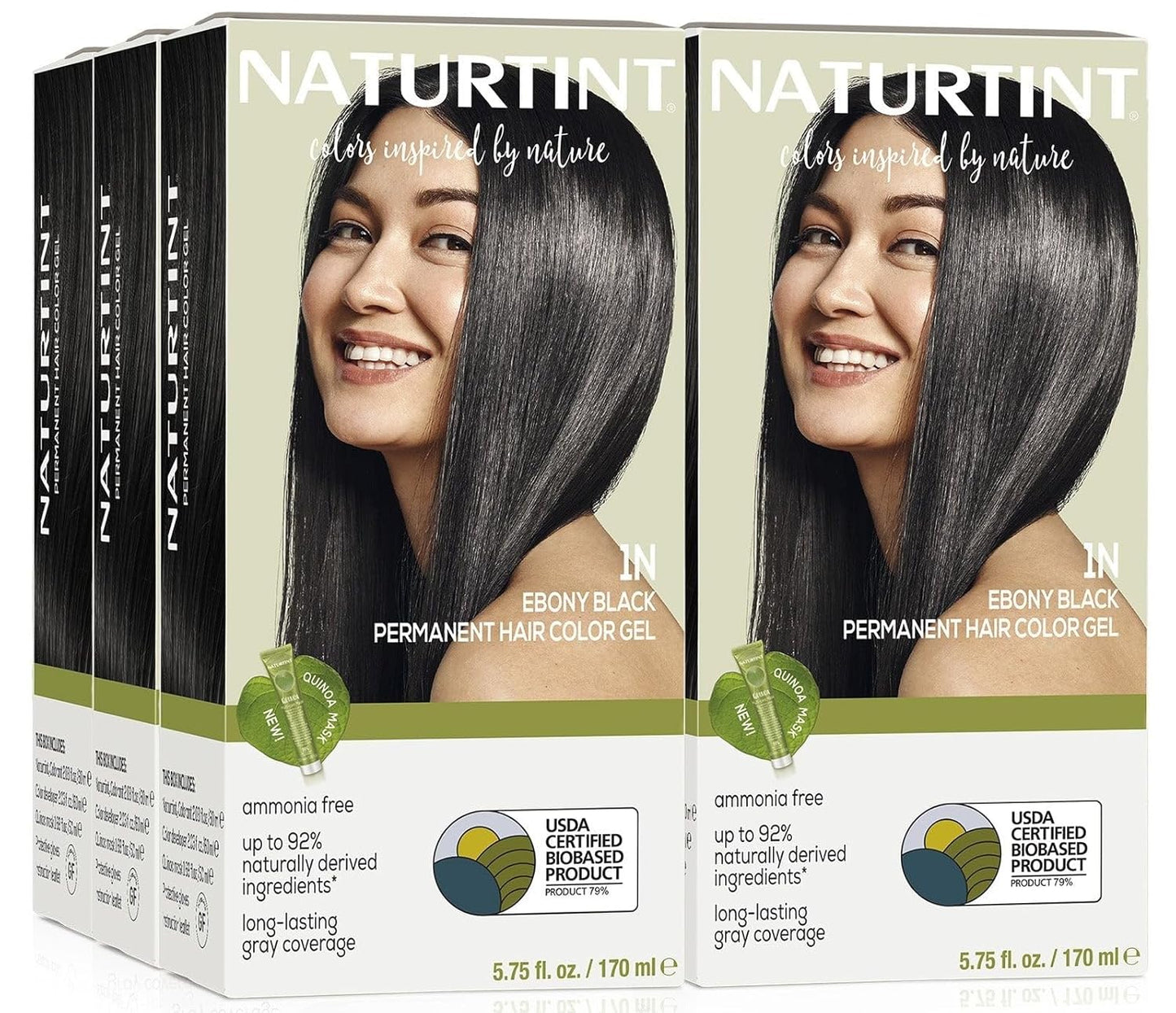 Naturtint 1N Ebony Black Hair Color - Ammonia Free, Vegan