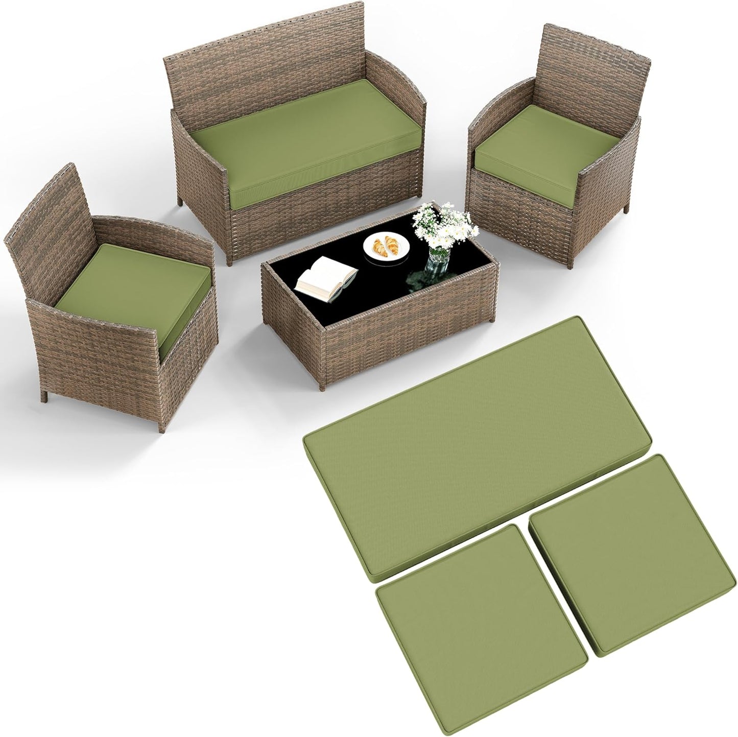3 Pack Outdoor Patio Furniture Cushion Replacement Covers for Comfort