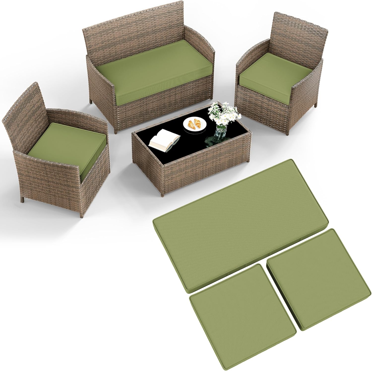 3 Pack Outdoor Patio Furniture Cushion Replacement Covers for Comfort