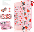 6 in 1 Carrying Case Kit for Nintendo Switch OLED - Pink Strawberry