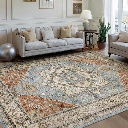 Vintage Oriental Area Rugs for Living Room 6x9 - Soft & Washable