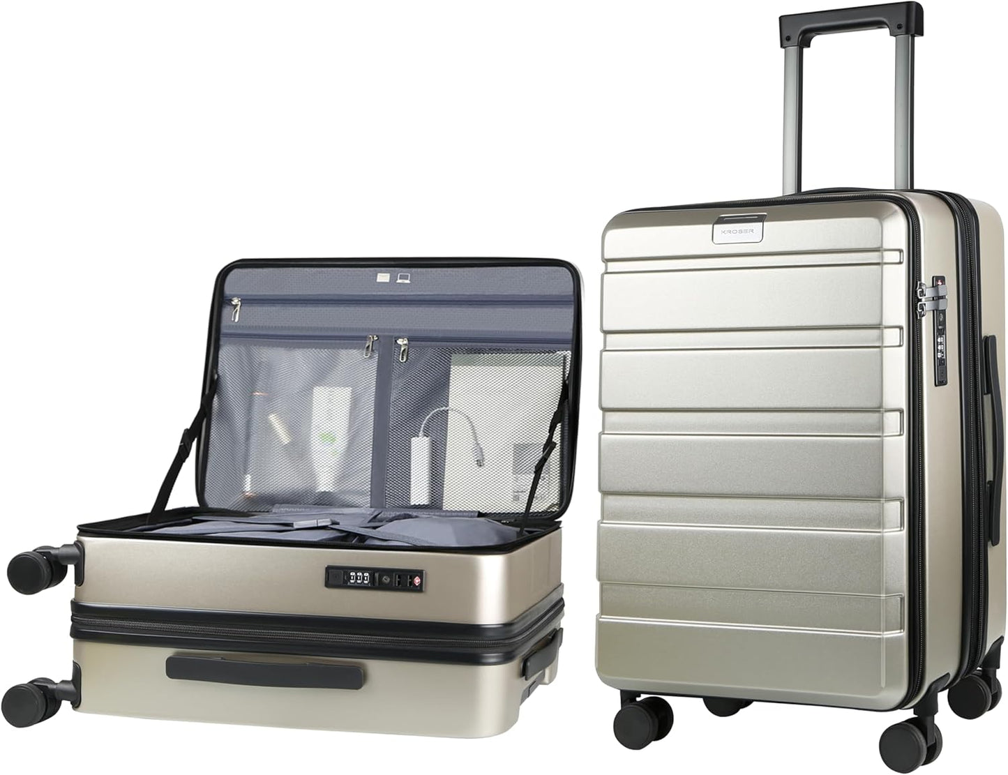 KROSER Carry On Luggage with Spinner Wheels and TSA Lock