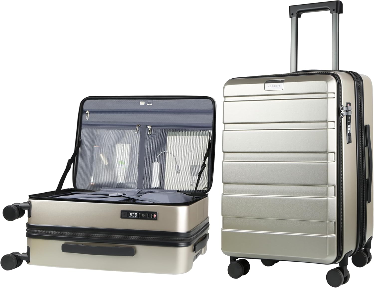 KROSER Carry On Luggage with Spinner Wheels and TSA Lock