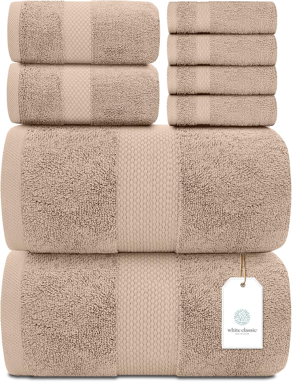 Luxury Bath Towel Set of 8 Pieces - 100% Turkish Cotton Towels
