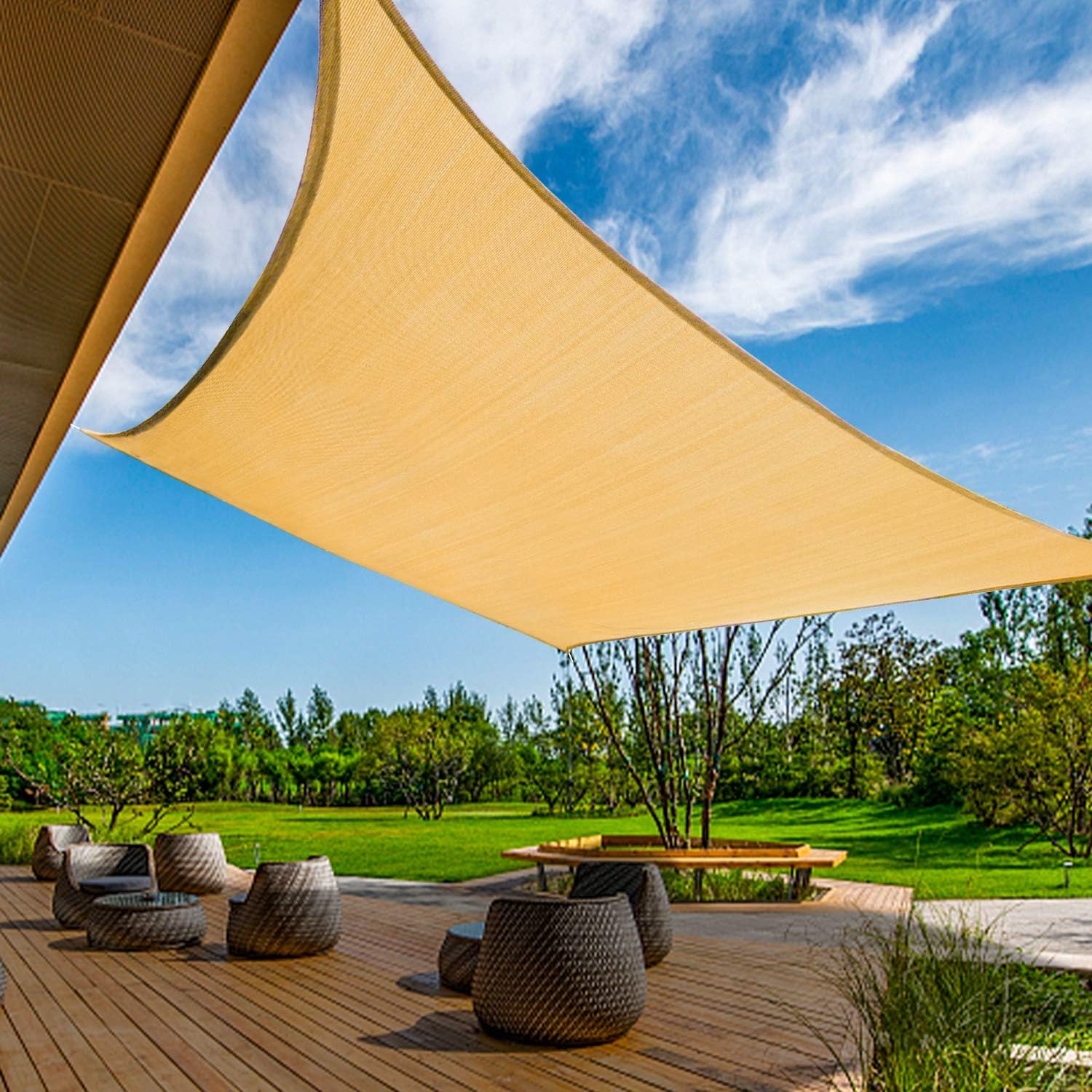 KANAGAWA Sun Shade Sail 12ftx16ft Rectangle Canopy for Outdoors