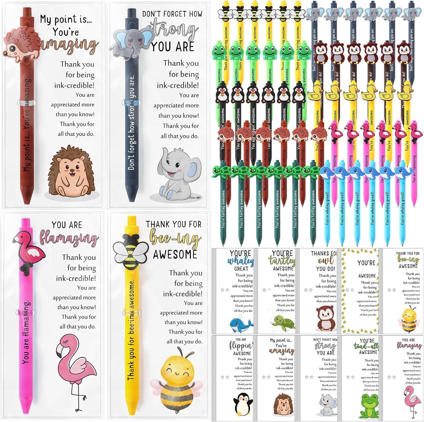 60 Sets Inspirational Ballpoint Pens with Positive Bookmarks
