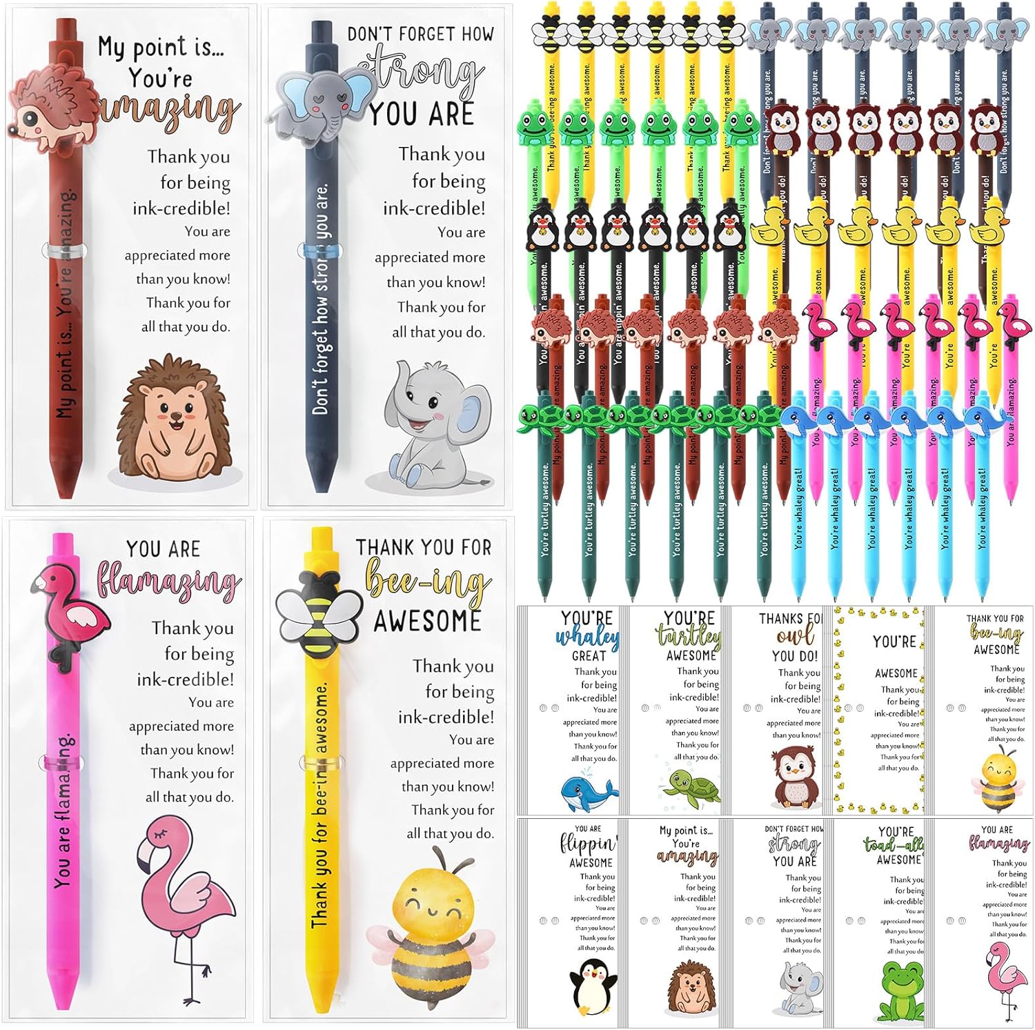 60 Sets Inspirational Ballpoint Pens with Positive Bookmarks