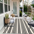 Black and White Indoor Outdoor Rug 5x8 - Reversible Washable Striped