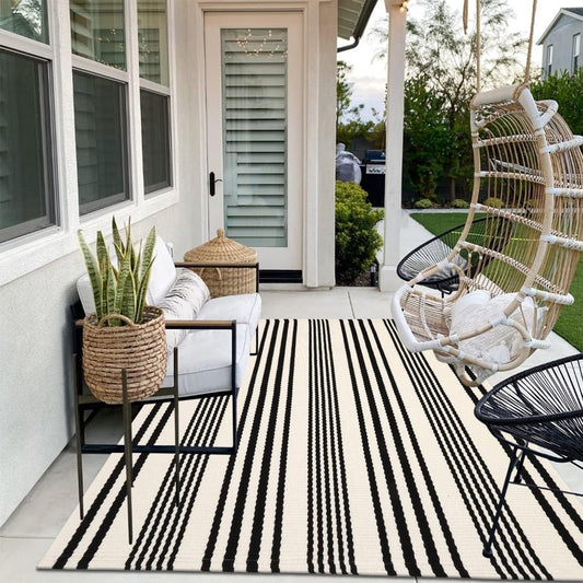 Black and White Indoor Outdoor Rug for Modern Farmhouse Decor
