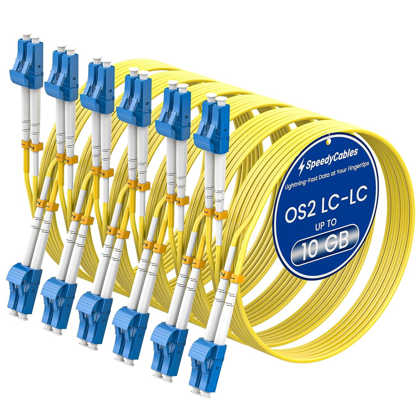 OS2 LC to LC Fiber Patch Cable 15m 6-Pack for High-Speed Networks