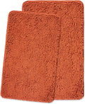 Burnt Orange Chenille Bath Rug Set 2 Piece - Soft, Absorbent Mats