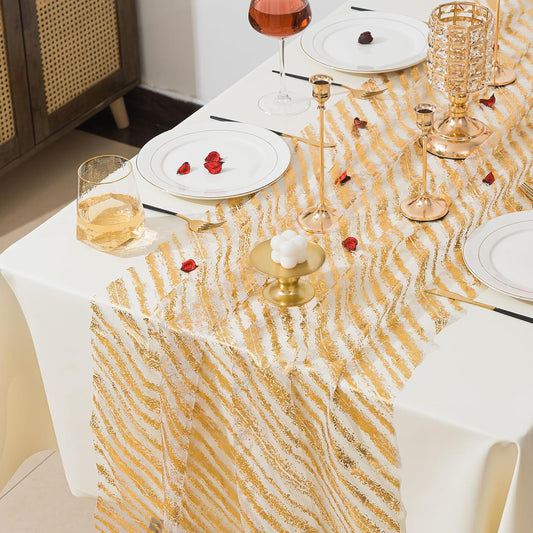 10 Pcs Gold Table Runners for Elegant Party Decor and Events