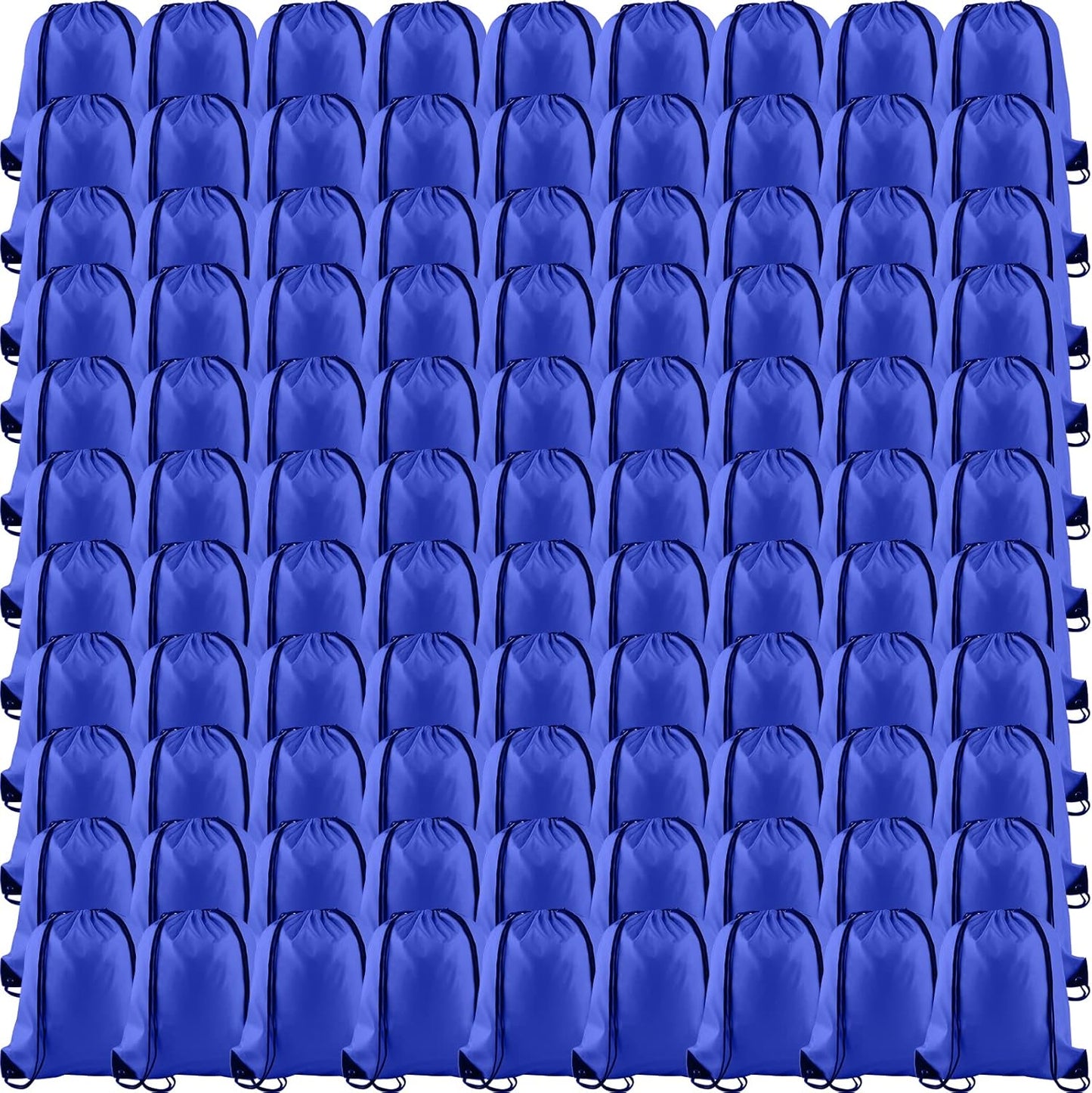 KUUQA 100Pcs Blue Drawstring Backpack Bags for Sports & Travel