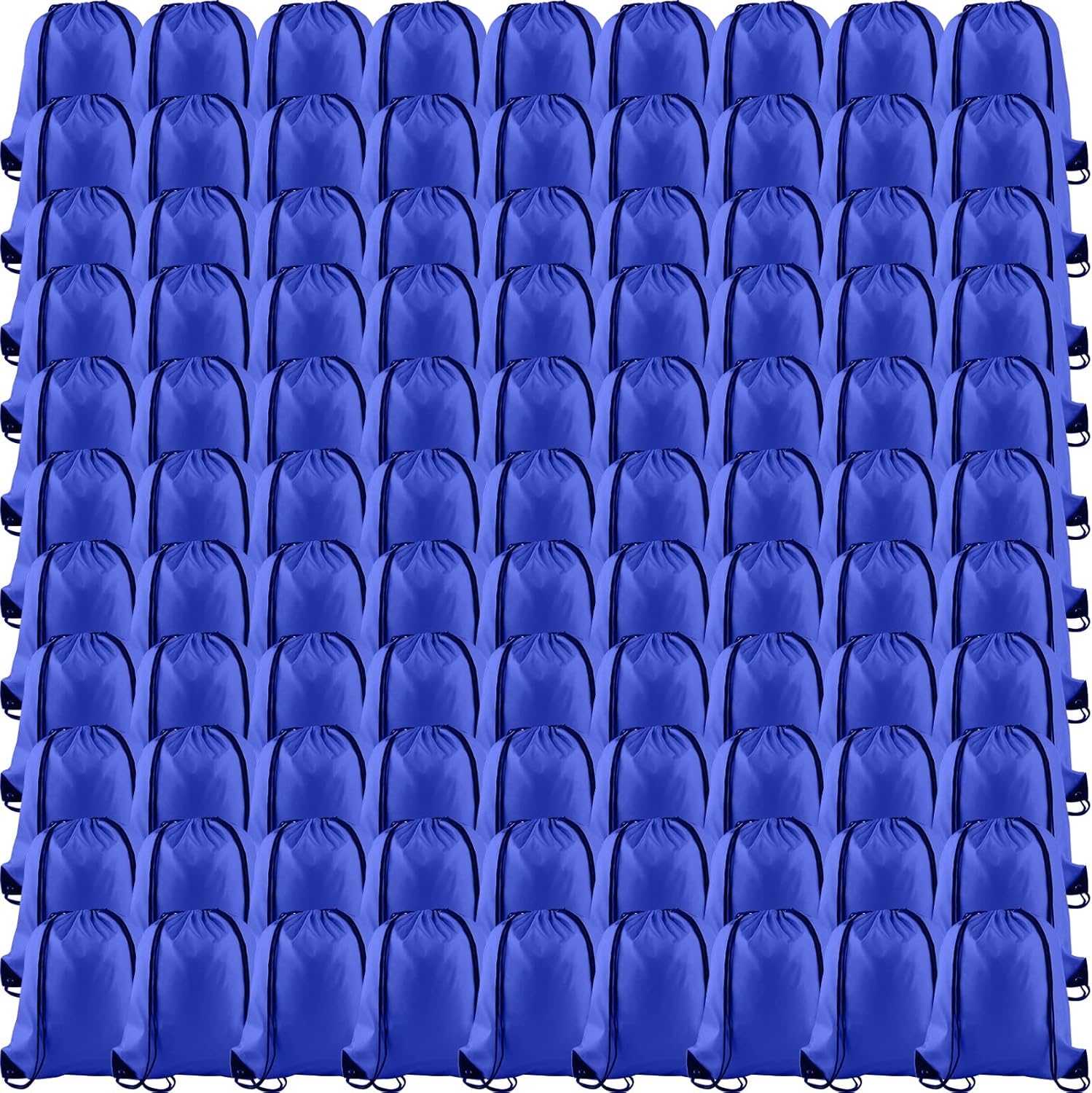 KUUQA 100Pcs Blue Drawstring Backpack Bags for Sports & Travel