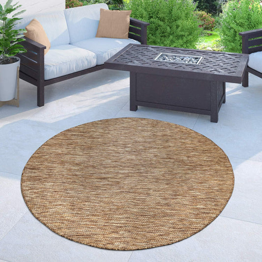 Solid Outdoor Rug for Patio or Balcony Waterproof Mottled Brown