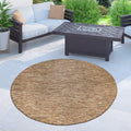 Solid Outdoor Rug 3ft 11in Round in Mottled Brown Beige - Durable