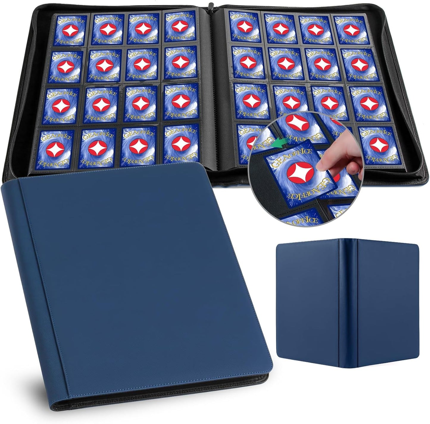 GEAoffice 16 Pockets Card Binder for 1000+ Cards - Navy Blue