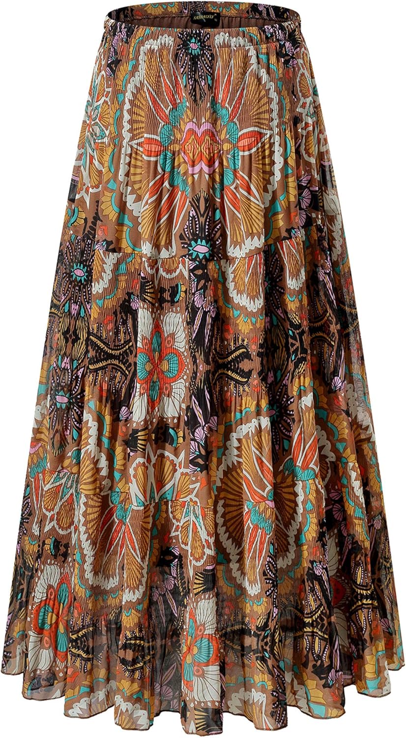 NASHALYLY Women's Chiffon High Waist Pleated Maxi Skirt Review
