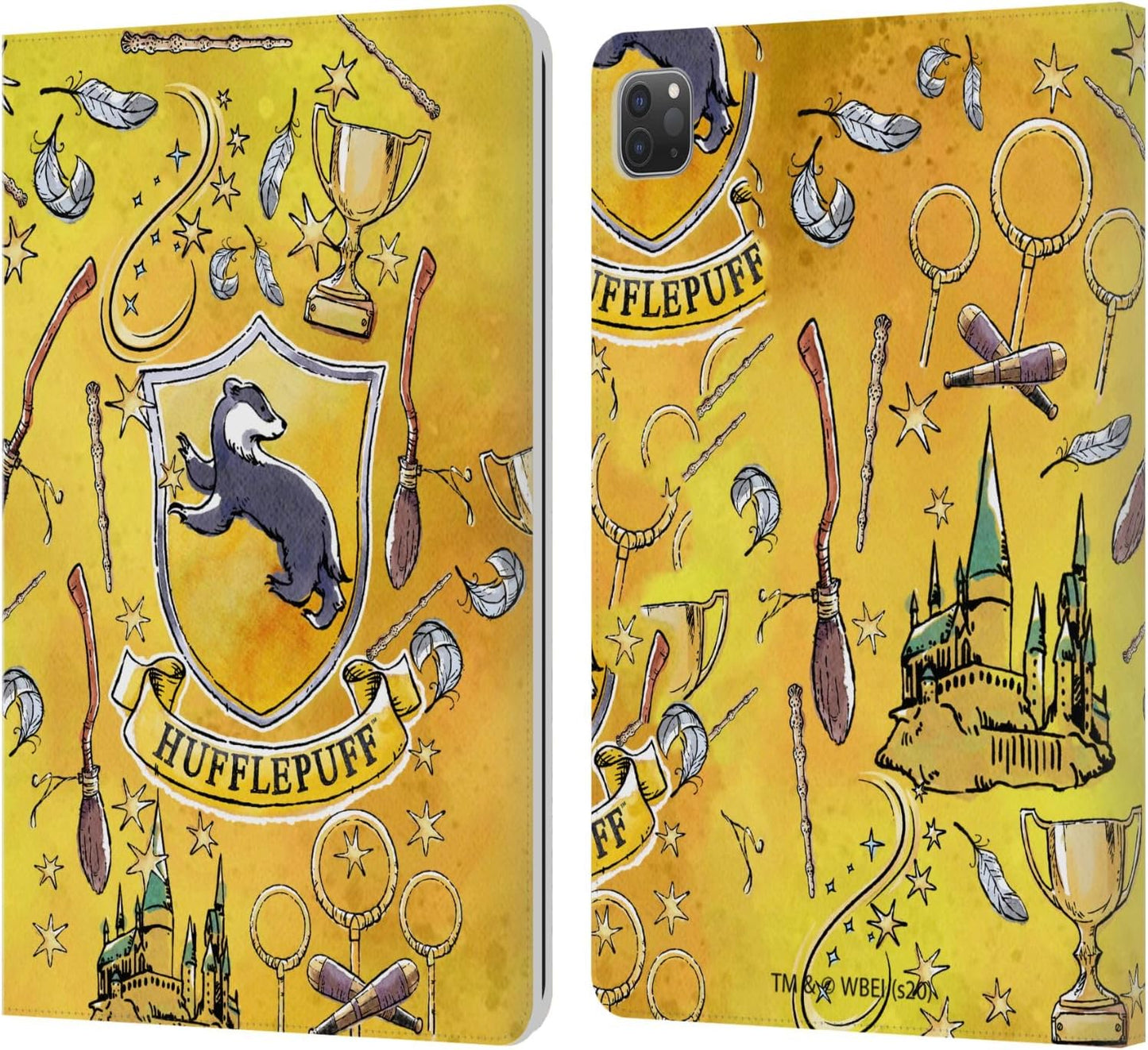 Harry Potter Hufflepuff Pattern Leather Wallet Case for iPad Pro