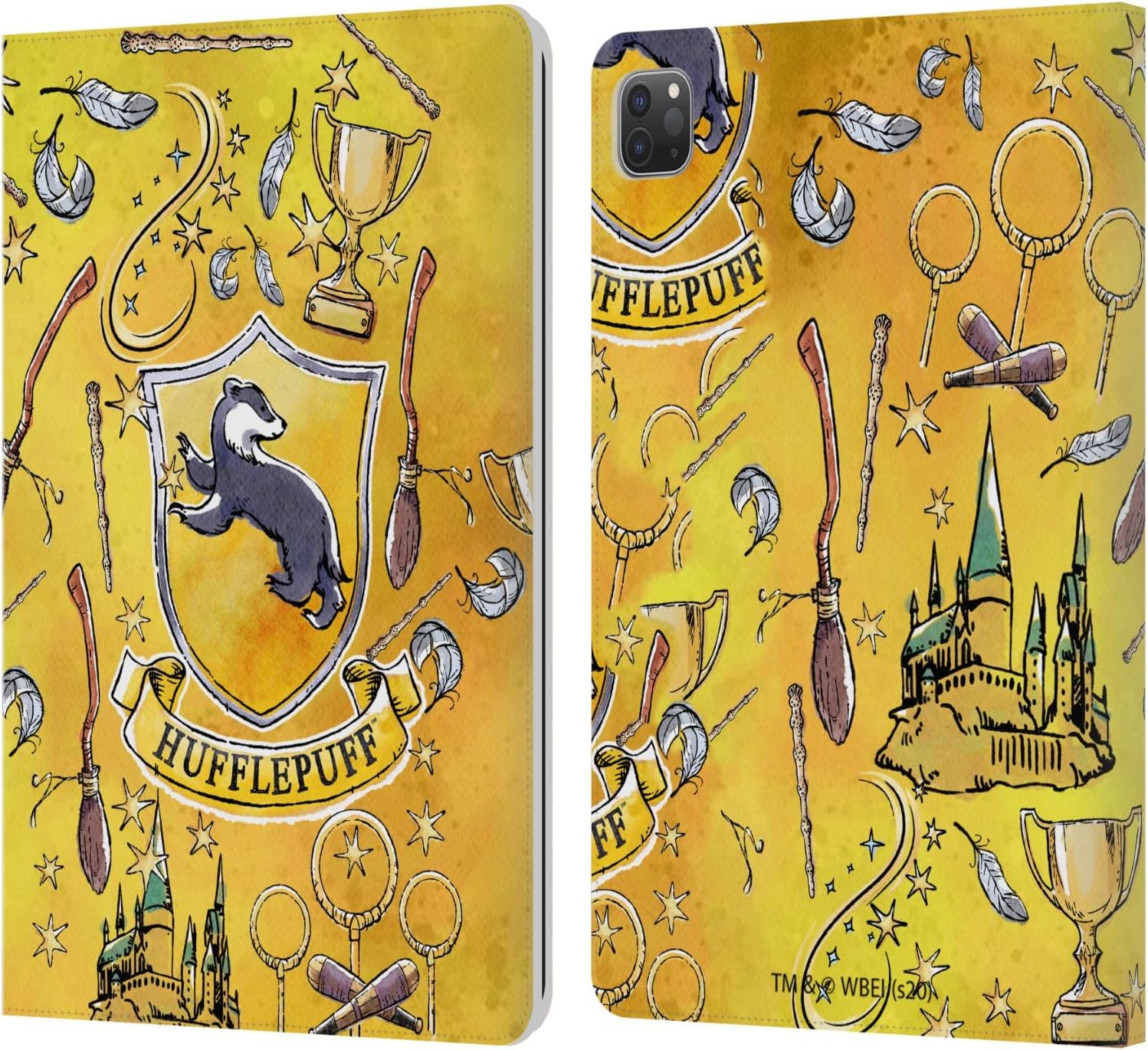 Harry Potter Hufflepuff Pattern Leather Wallet Case for iPad Pro