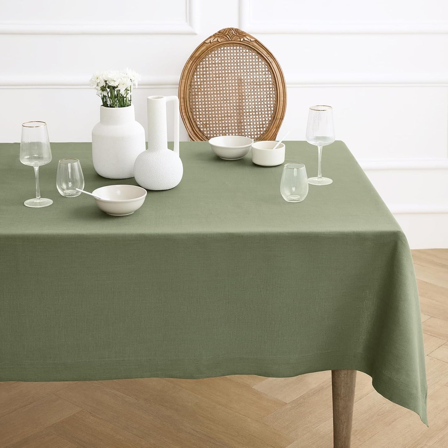Elegant 100% Pure Linen Tablecloth 60 x 120 Inch for Dining