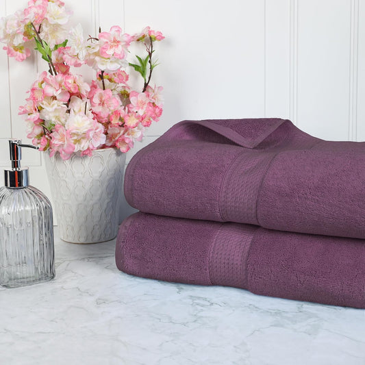Superior Egyptian Cotton Pile Bath Sheet Set of 2 in Plum