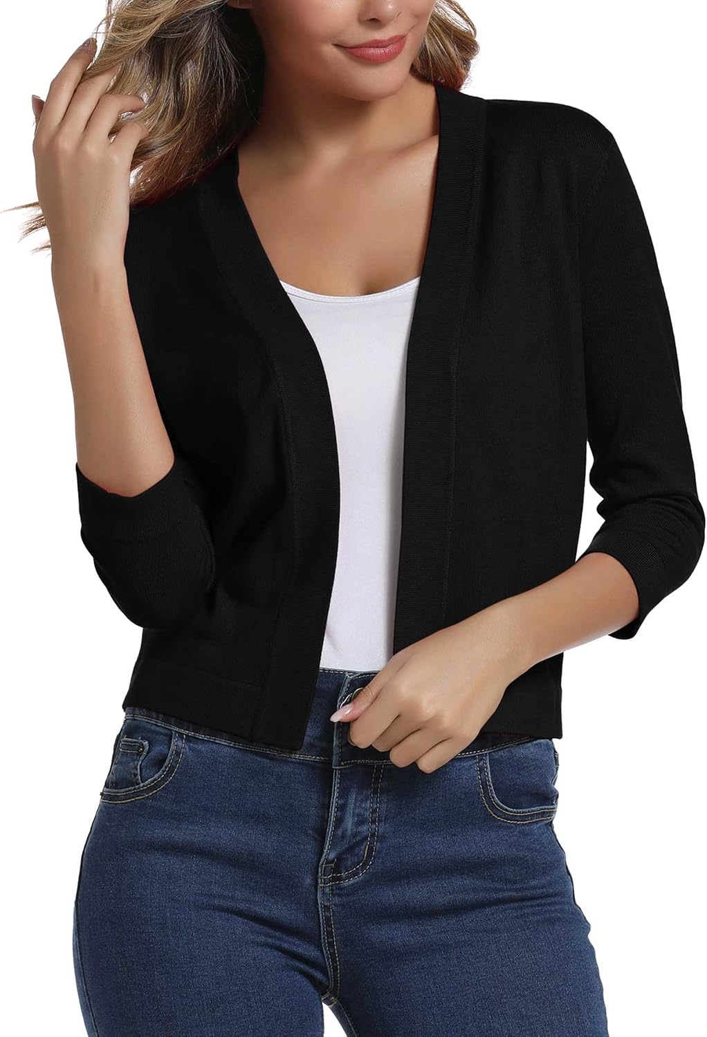 Urban CoCo Women's 3/4 Sleeve Cropped Cardigan for All Occasions