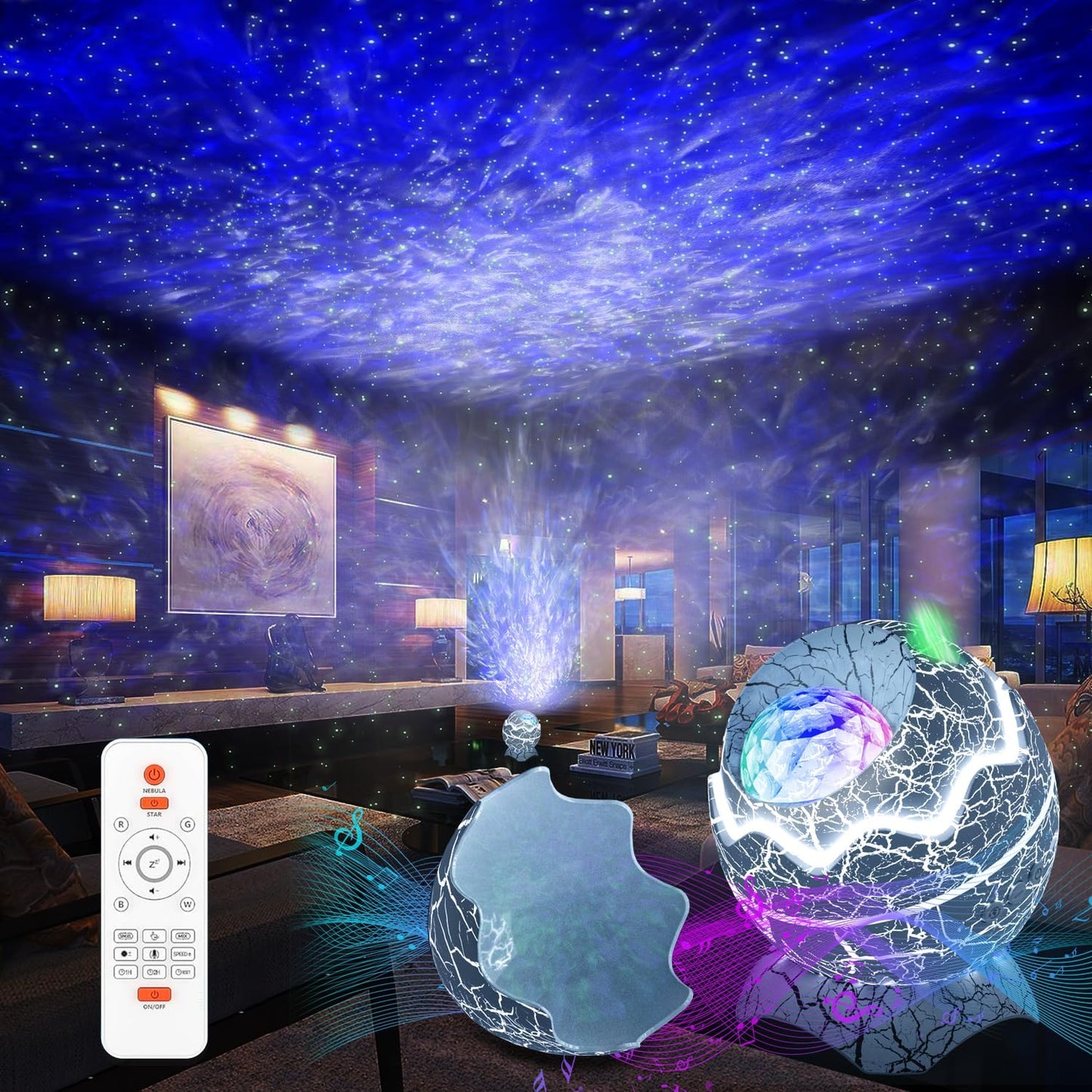 Multifunctional Star Projector: White Noise, Bluetooth, 14 Colors