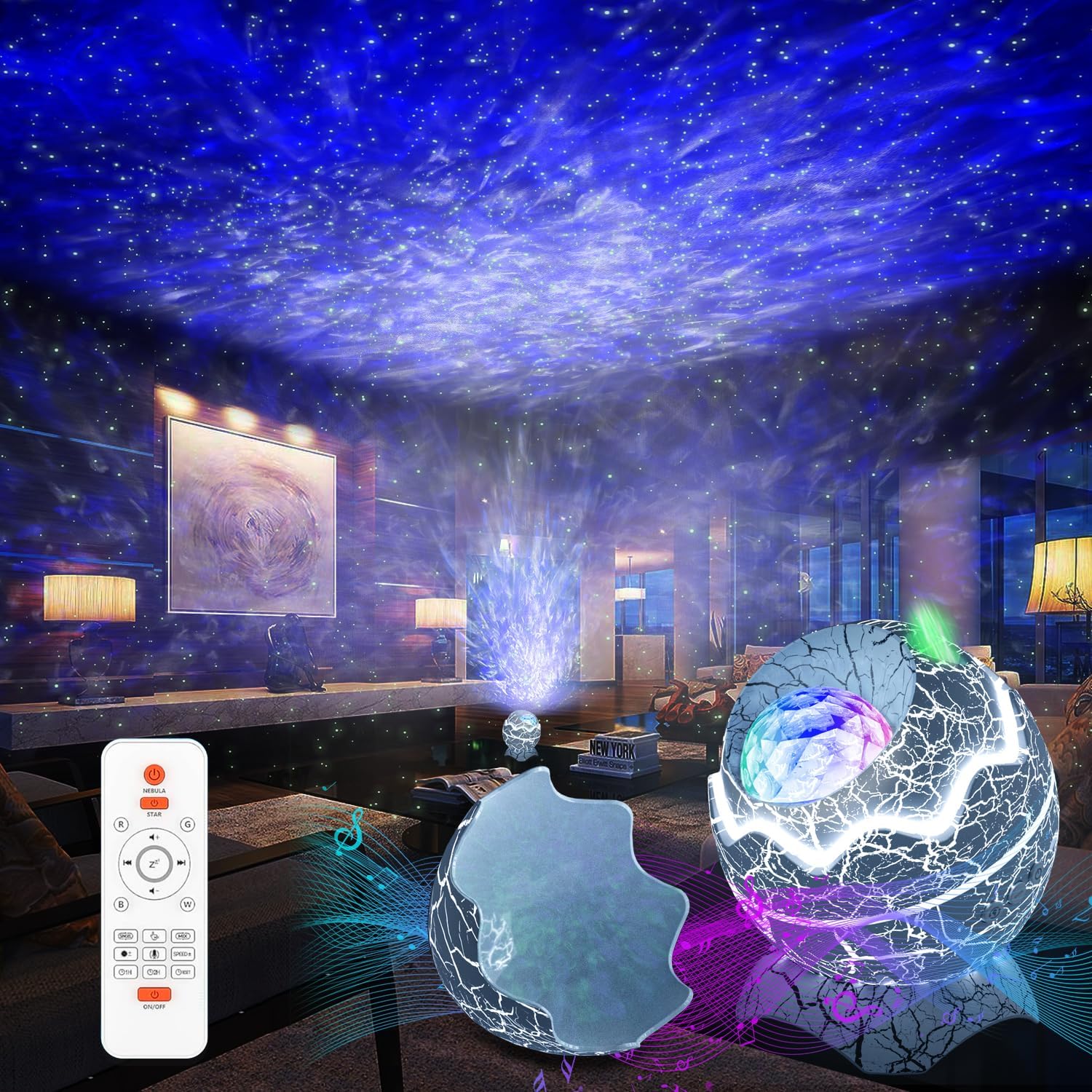 Multifunctional Star Projector: White Noise, Bluetooth, 14 Colors