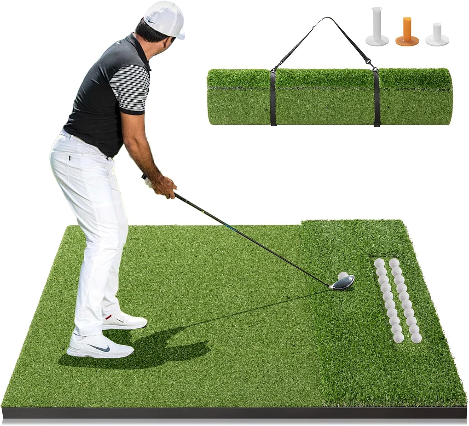 Premium Dual-Turf Golf Mat for Indoor and Outdoor Practice