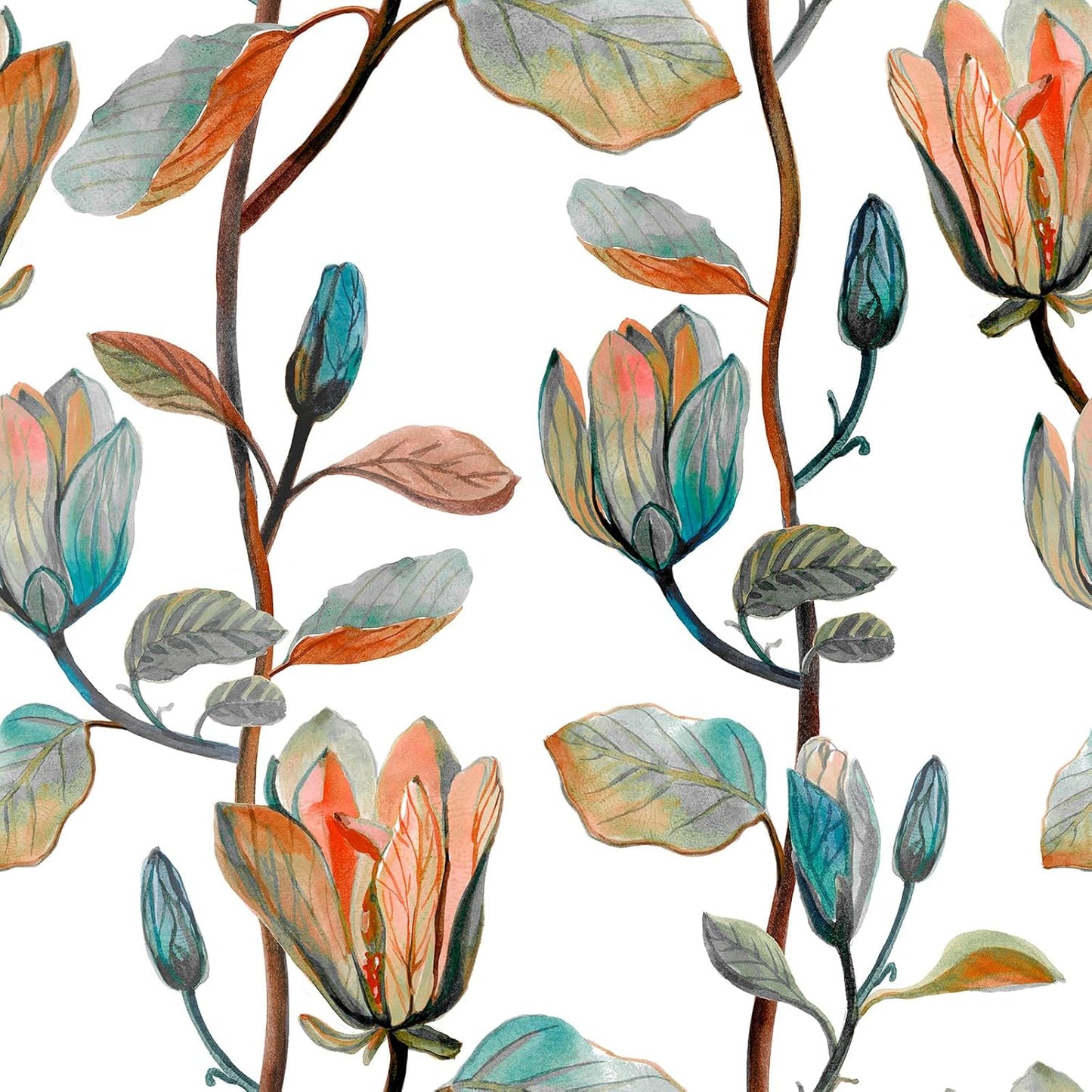 Magnolia Floral Leaf Peel and Stick Wallpaper for Home Decor