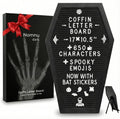 Coffin Letter Board Black with 3D Bat Stickers - Spooky Goth Sign