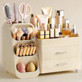 Makeup Organizer Large Capacity Beige - Vanity Drawer & Brush Slots