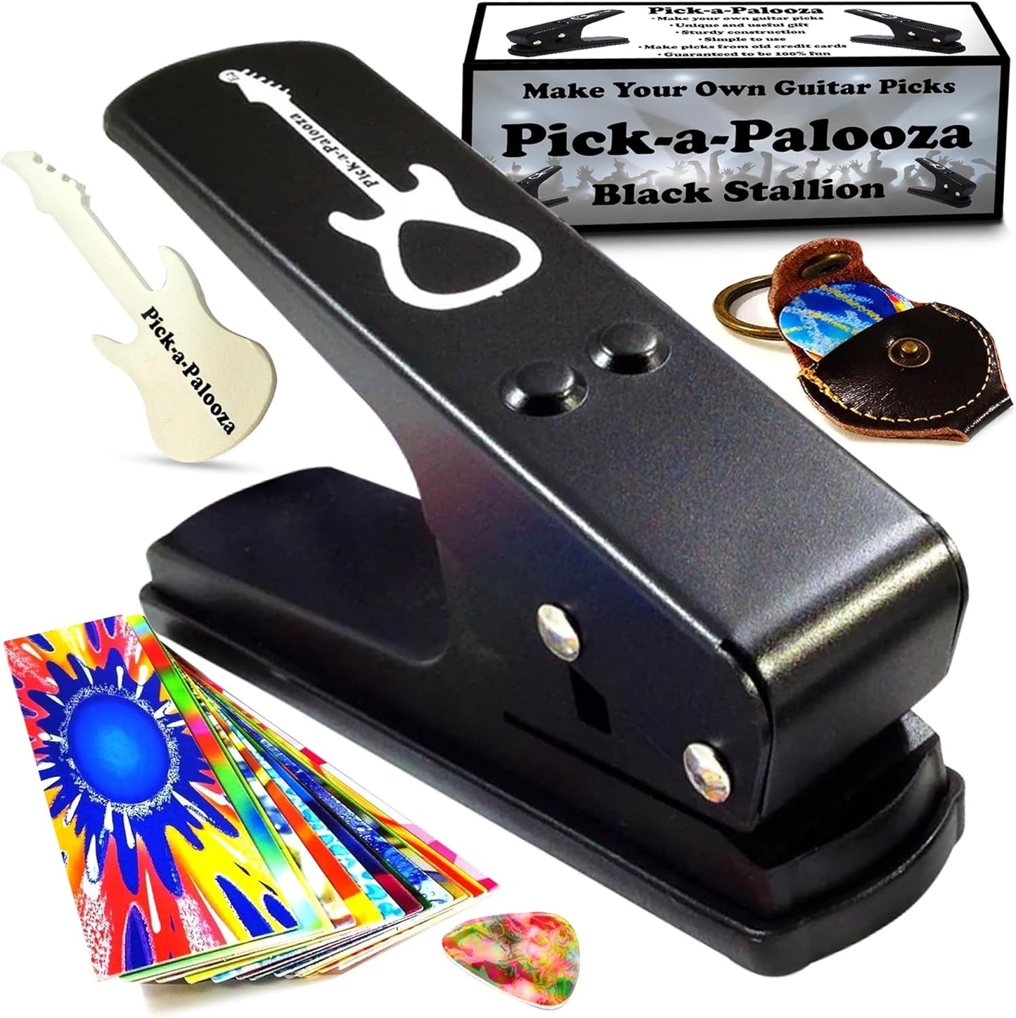 Custom Guitar Picks Kit - Make Your Own Picks with Leather Holder - Unique Musician Gift