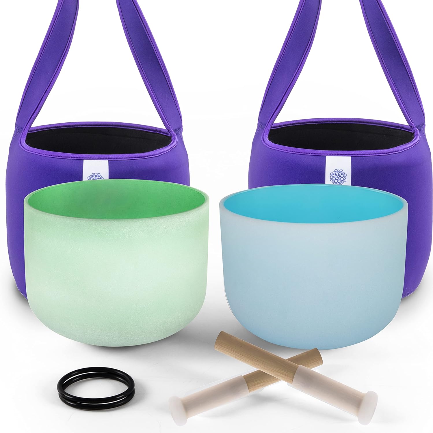 FMTY 10inch Crystal Singing Bowls Set for Healing and Calm