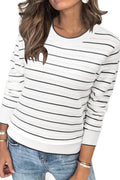 Womens Soft Knit Striped Sweater Pullover - Lightweight Fall Layer