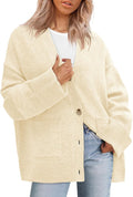 Oversized Cardigan Sweater for Women - Chunky V-Neck Cardigan