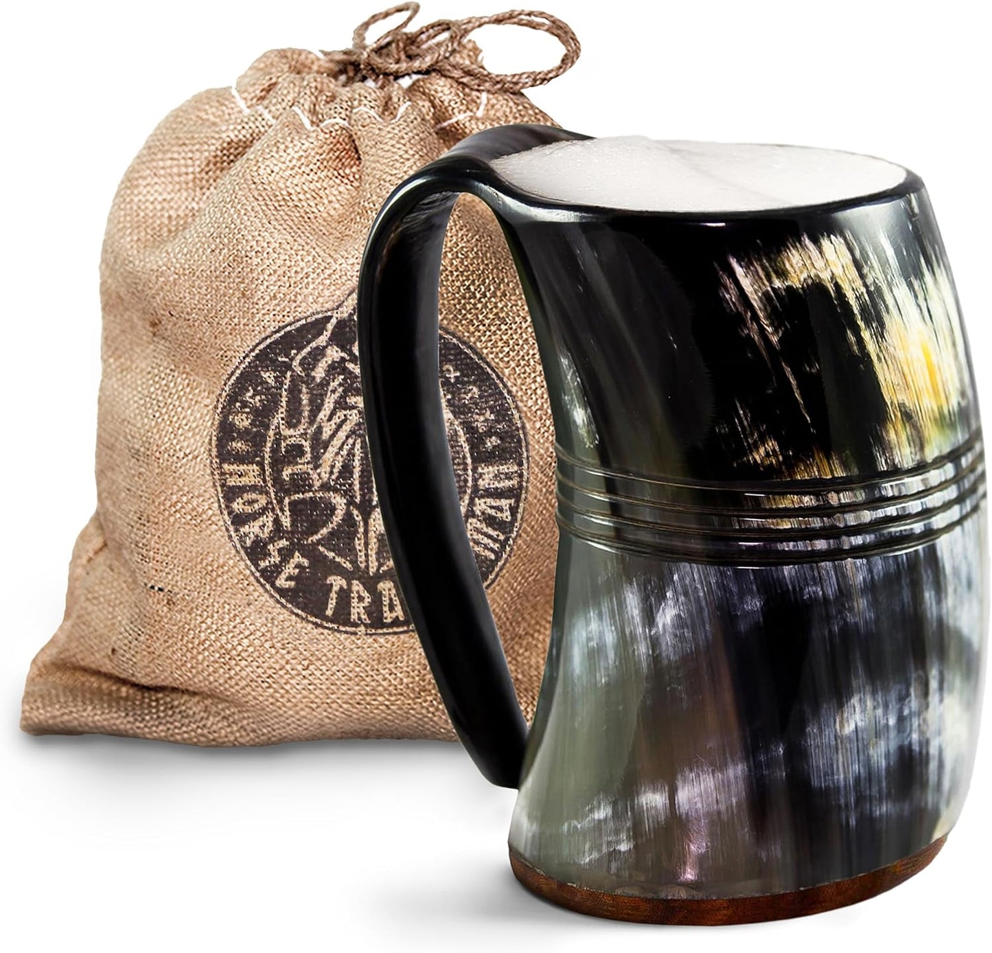 Norse Tradesman XL Viking Drinking Horn Mug - Authentic Beer Tankard