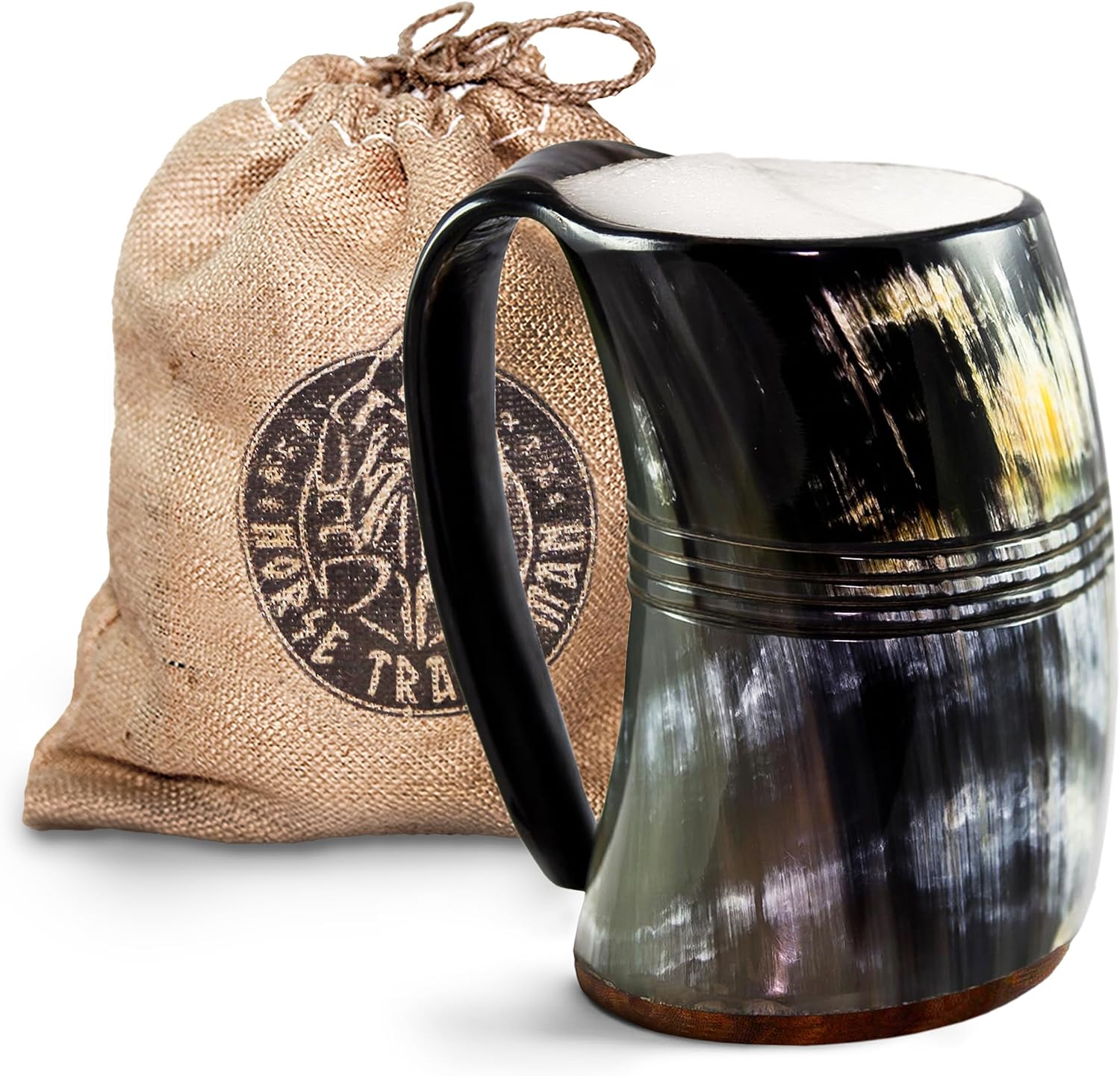 Norse Tradesman XL Viking Drinking Horn Mug - Authentic Beer Tankard