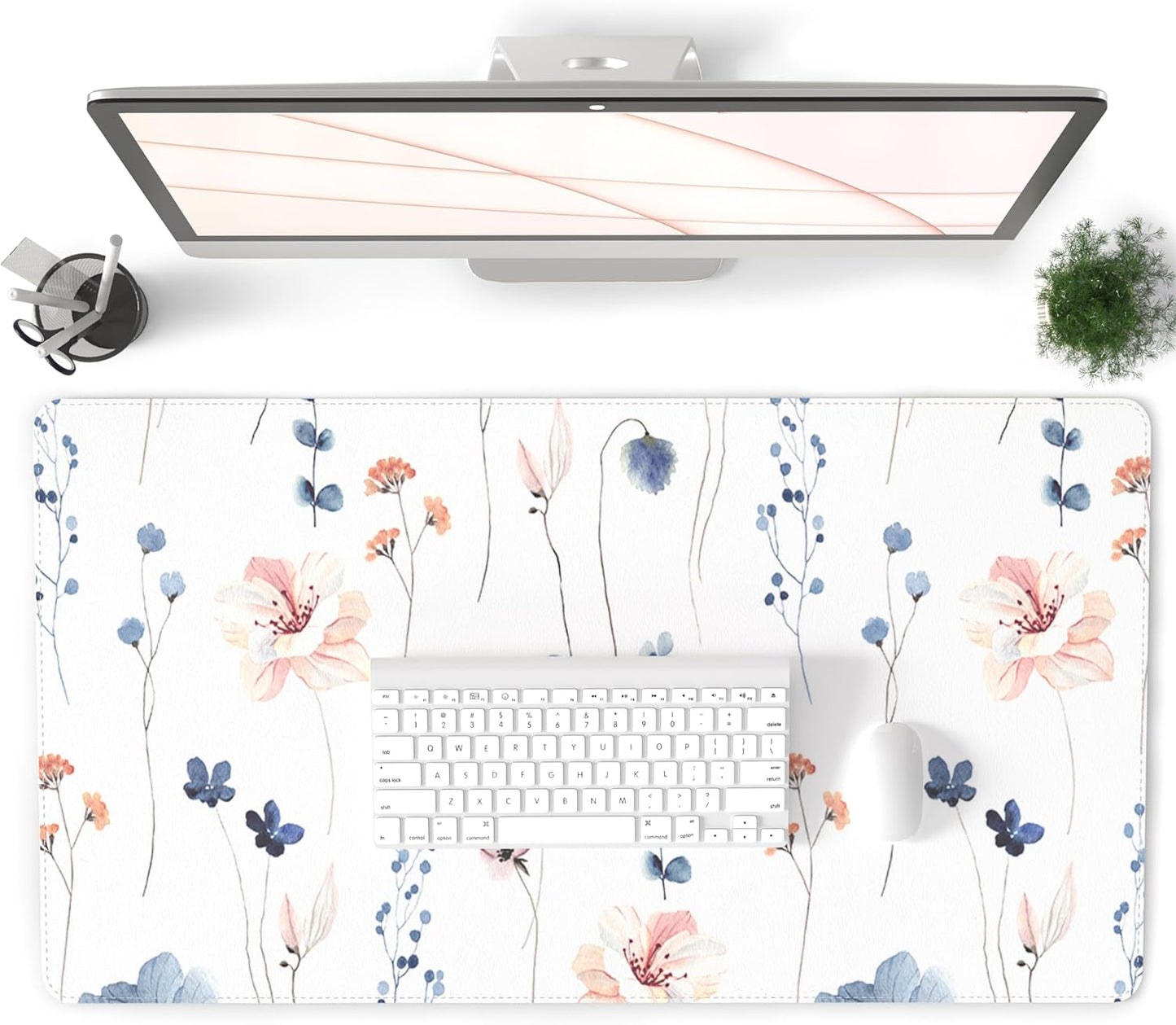 Watercolor Floral Desk Mat, Non-Slip & Waterproof - QIYI