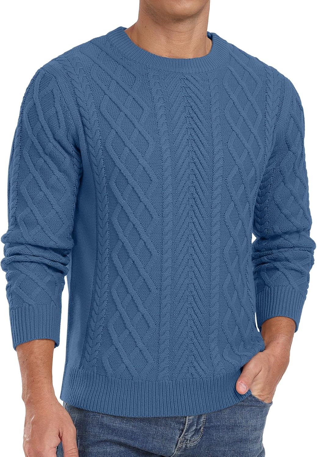 Askdeer Men's Pullover Sweater - Classic Fisherman Knit Style