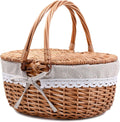 Wicker Picnic Basket with Lid and Handle - Classic Willow Picnic