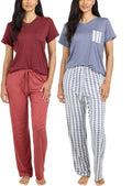 Women's Pajama Set 2-Pack - Short Sleeve with Pocket or Long Sleeve
