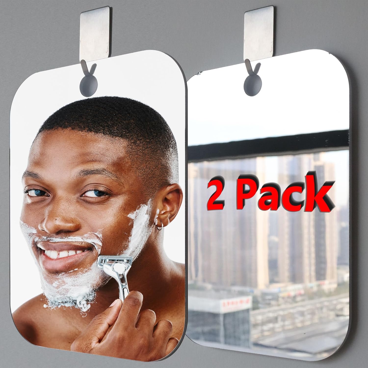 Unbreakable Shatterproof Shower Mirror Set - Clear Reflection Anywhere!