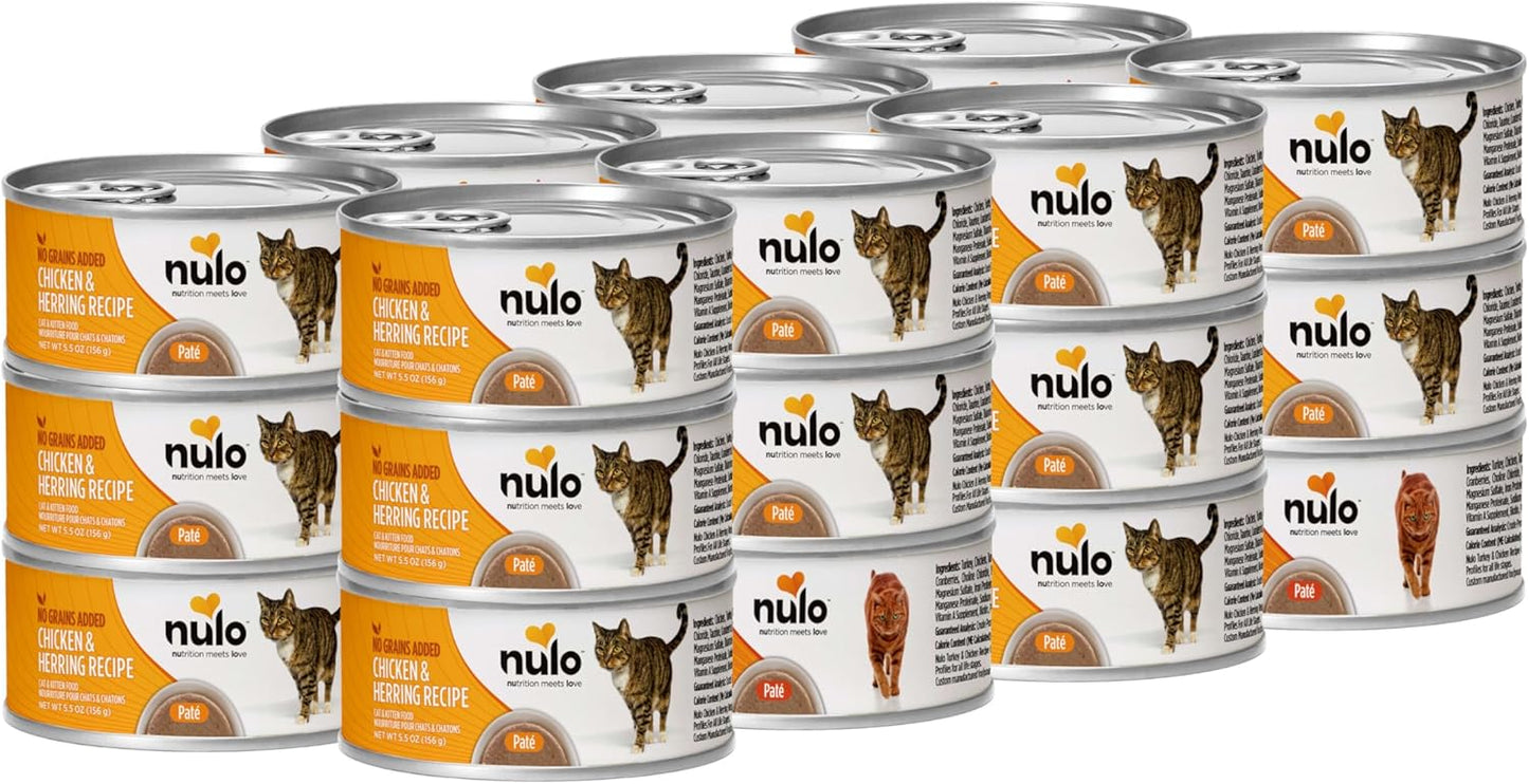 Nulo Chicken & Herring Recipe Pate Wet Cat Food, 5.5 Oz Pack