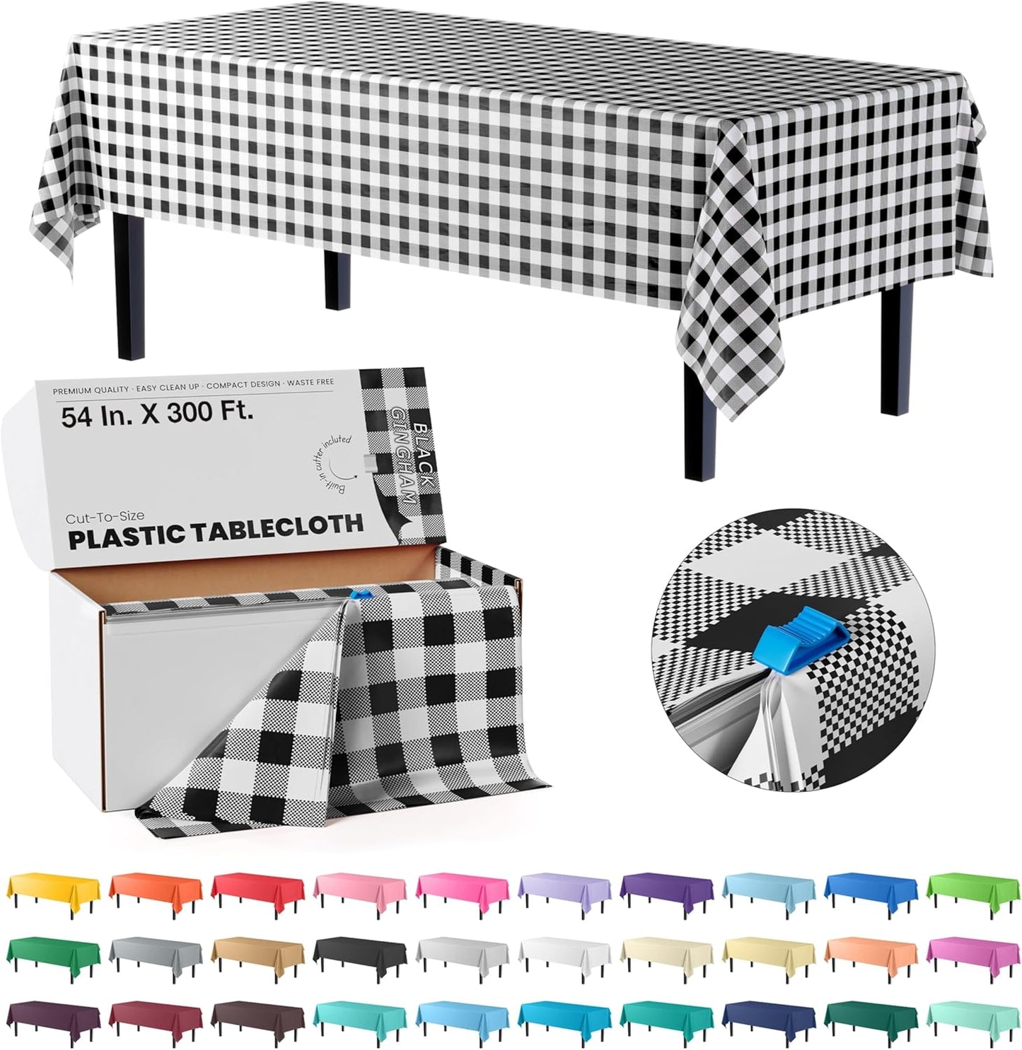 Party Solids 54in Black Gingham Plastic Table Cover Roll Review