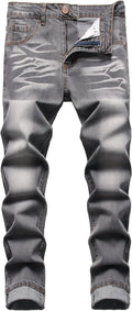 Men's Slim Fit Stretch Jeans Ripped Straight Leg - Comfort Flex