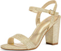 mysoft Women's Chunky Block Heels 3.5in Open Toe Ankle Strap - Comfort
